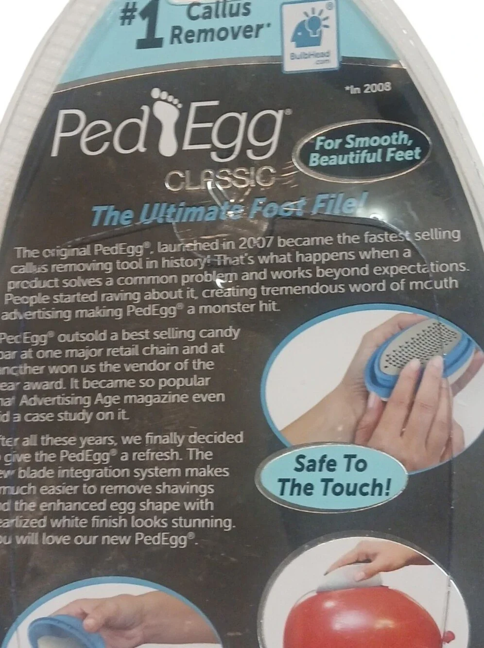 PED EGG Classic Removes Calluses & Dry Skin As Seen on TV w 2 Emery Pads NEW.